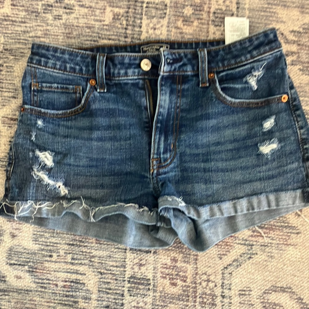 Distressed Denim Blue Shorts